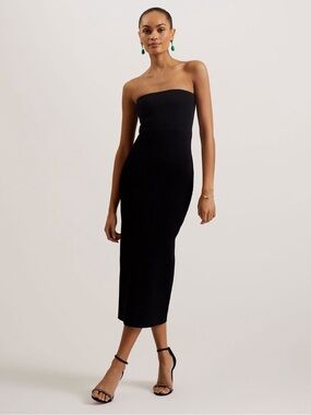 Ted Baker London Strapless Black Midi Dress